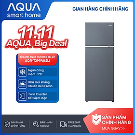 Freeship toàn quốc - Tủ lạnh ngăn đông trên Aqua Twin Inverter 283L AQR-T299FA(SL) - Bảo hành 2 năm - Hàng chính hãng