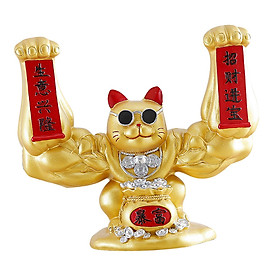 Lucky Cat Figurine Sculpture Animal Statue Funny Feng Shui for Home Shelf