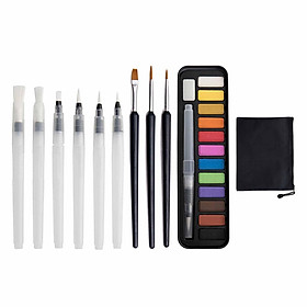12 Vivid Colors Solid Watercolor Paint Set Pen for Painting Sketching Artist