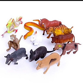 Đồ chơi 12 con giáp bằng nhựa các con vật đứng được giúp bé nhận biết các con vật