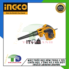Máy Thổi Bụi Kèm Theo 1 Túi Chứa Bụi, 1 Ống Và 2 Vòi Hút INGCO AB8008 (800W)