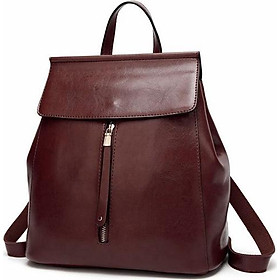 French Retro Backpack For Lady Oil Wax Leather Texture Large Capacity