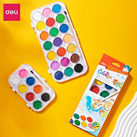 Màu nước dạng nén Deli 24 36 48 màu kèm quà tặng phiên bản mới Solid Water color bao gồm 8 dụng cụ chuyên nghiệp