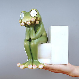 Modern Toilet Frog Statue Animal Figurine Micro Landscape Vase Pen Holder Sculpture Garden Tabletop Living Room Home Bedroom Decor Ornament