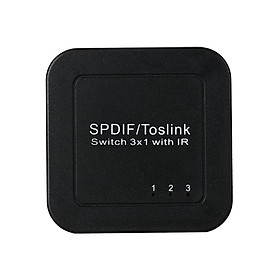 Bộ chuyển mạch âm thanh quang học SPDIF với hộp chuyển mạch kỹ thuật số TOSLINK điều khiển từ xa (3 đầu vào 1 đầu ra)-Size Phích cắm của Hoa Kỳ