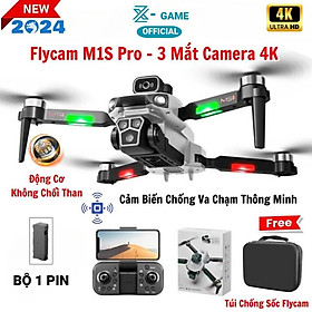 Flycam Mini Giá Rẻ Drone Camera 4K M1S có cảm biến tránh va chạm, truyền hình ảnh trực tiếp về điện thoại - Hàng Chính hãng Asport - Bộ 1 pin