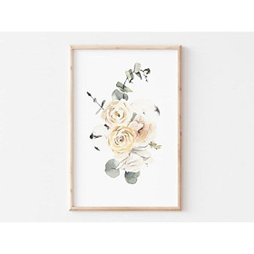 Tranh treo tường | Tranh màu nước - Botanical Rose Print, Minimal Leaf Wall Art, Boho Prints, Floral Wall Art 2