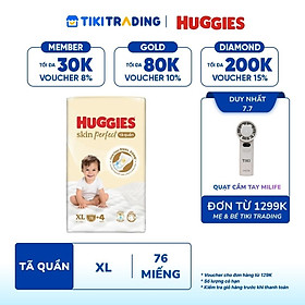 Tã quần Huggies Skin Perfect Mega Jumbo XL72+4 miếng với 2 vùng thấm giảm kích ứng da