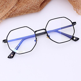 Kính Giả Cận Nam Nữ Gọng Kính Cận Không Độ Mắt Vuông Lục Giác Gọng Đen Viền Dày Không Độ Hàn Quốc - BLUE LIGHT SHOP