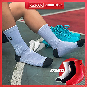 Tất Thể Thao Redikick R360 Coolmax Cotton Nam Nữ Cổ Cao Vớ có đệm, Chống Trượt, Thoáng Khí, Chống hôi chân phù hợp chơi Bóng Rổ Bóng đá Bóng Chuyền Tennis Chạy Bộ Đá banh -Hàng Chính Hãng