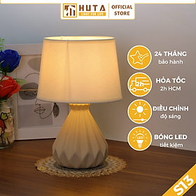 Đèn Ngủ Gốm Sứ HUTA Light For Life S13 Decor Phòng Ngủ, Điều Chỉnh Độ Sáng, Bóng Led Sáng Vàng Tiết Kiệm Điện - Bóng 3 Màu 5W