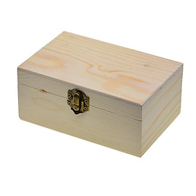 Large Wooden box storage plain wood jewel box case with lid lock 150x98x69mm