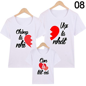 Áo thun gia đình Chồng Là Nhất Vợ Là Nhì Con Là Tất Cả ATGD08-Trắng