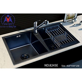 Mua Chậu Rửa Chén Bát Inox Phủ Nano Việt Mỹ ND.8245 Nhiều Mẫu- Loại chậu 2 hộc kích thước 82x45cm