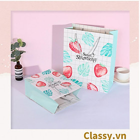 Túi giấy Classy đựng quà dọc dây quai dù 2 size họa tiết trái cây chanh, bưởi, dâu, đào Q1020