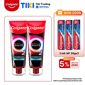 Bộ 2 Kem Đánh Răng Colgate Optic White O2 làm trắng răng đột phá với Oxy Hoạt Tính 85g/ tuýp