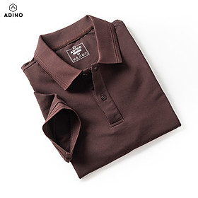 Áo polo nữ màu nâu phối viền chìm ADINO vải cotton polyester mềm dáng slimfit công sở hơi ôm trẻ trung APN03