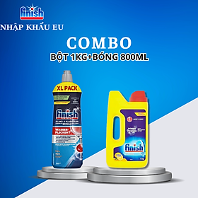 Combo nước làm bóng bát finish 800ml + Bột rửa bát finish 2.5kg dùng cho máy rửa bát
