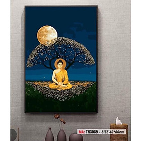 Mua TRANH TÔ MÀU THEO SỐ MẪU PHẬT DƯỚI BÓNG CÂY TN3089