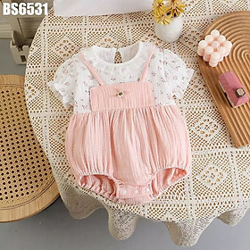 ĐẦM BODY TAY NGẮN CỔ TRÒN GIẢ YẾM THỎ 3D VÀNG CHO BÉ GÁI SƠ SINH 1 2 TUỔI TỪ 5-13KG DÀNH CHO BÉ GÁI