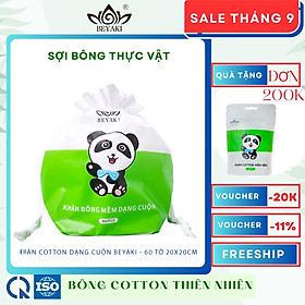 Khăn Cotton Beyaki Chăm Sóc Da Mặt Dùng 1 Lần Dạng Cuộn 60 Tờ 20x20cm