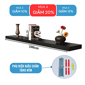 Mua  Mua 2 giảm 10%  Kệ Treo Thanh Ngang Dài 100 cm Rộng 20cm  Dày 25mm SIB Decor KT005