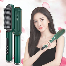 Lược Điện Uấn Và Duỗi Thẳng Tóc ION Âm Dưỡng Ẩm Cho Tóc, Bản Nâng Cấp Màn Hình Hiển Nhiệt Độ LCD K-SKIN KD380K - Hàng Chính Hãng