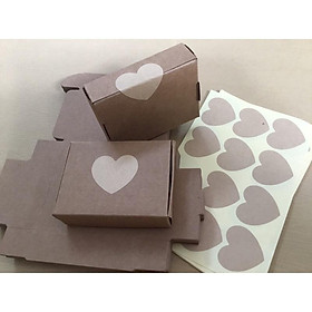 (02 cái) hộp giấy màu nâu (tặng kèm ticker hình tim xinh xắn) đựng sản phẩm Handmade