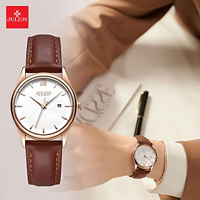 Đồng Hồ Nữ Chính Hãng Julius Cao Cấp Dây Da Chống Nước Kính Khoáng Mặt Tròn Đường Kính 30mm JA-1309LC