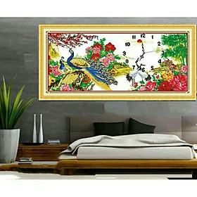 tranh thêu chữ thập Đồng hồ Công 78x38cm - chưa thêu