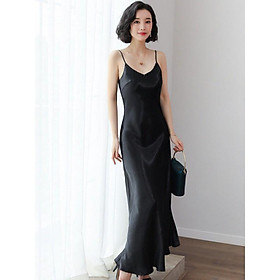 Đầm phi lụa 2 dây cực sang chảnh quyến rũ HOT nhất 2020