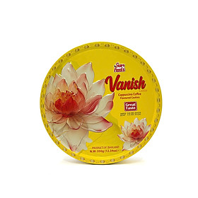 Bánh quy Vanish hộp sắt tròn cà phê 350g Màu Vàng 