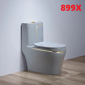 Mua Bồn cầu nguyên khối đủ màu kẻ viền sang trọng phong cách Men sứ cao cấp Xả nước xoáy mạnh Tặng kèm dây cấp nước + Ron cao su+ Van T