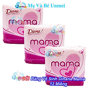 (Combo Tiết Kiệm) Băng Vệ Sinh Diana Mama Dùng Cho Mẹ Sau Sinh 12 Miếng/Gói - Hàng Chính Hãng Tại Mevabeunmei