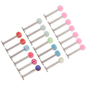 20pcs Stainless Steel 18g Labret Stud Nose Lip Rings Set Piercing Jewelry