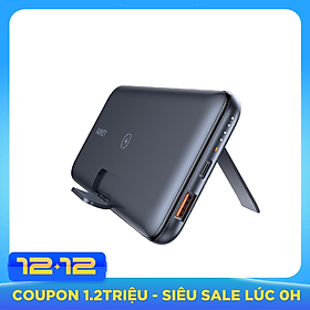 Sạc Dự Phòng Aukey PB-WL02 10.000 mAh, Sạc Nhanh PD 18W, QC 3.0, Sạc Không Dây Qi 10W, Tích Hợp Giá Đỡ - Hàng Chính Hãng