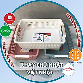 Mua Rổ chữ nhật 2 size (1197-1198) có quai cầm nhựa Việt Nhật  Khay chữ nhật đựng tài liệu  đồ dùng văn phòng đa năng -01371