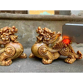 Mua Cặp tượng tỳ hưu phong thủy hút tài lộc bằng gỗ huyết long mọng dầu kt 20×12×8cm