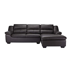 Hình ảnh Sofa Da Chữ L góc trái Juno Keith 254 x 162 x 88 cm (Nâu đen) 