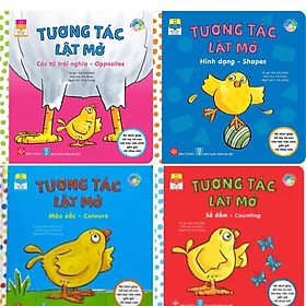 Combo 4Q  Sách Song Ngữ Việt  Anh Tương Tác Lật Mở: Hình Dạng - Shapes + Các Từ Trái Nghĩa - Opposites + Số Đếm - Counting + Màu Sắc - Colours