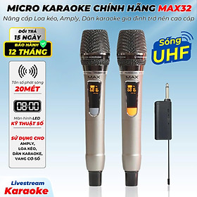 Mua Bộ 2 Micro không dây đa năng Max 32 - Hút âm tốt  chống hú hiệu quả - Màn hình LCD hiển thị tần số - Phù hợp mọi thiết bị - Thiết kế hợp kim chắc chắn  chuyên nghiệp  sang trọng - Hàng nhập khẩu - BH 12 tháng