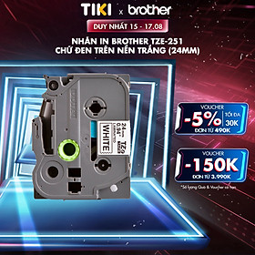 Nhãn in Brother TZe-251 chữ đen trên nền trắng (24mm) - Hàng chính hãng