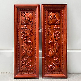 Mua Tranh gỗ cá chép lý ngư vọng nguyệt 107x37x4