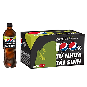 Thùng 24 Chai Nước Ngọt Có Gas Pepsi vị chanh không calo (390ml / Chai)