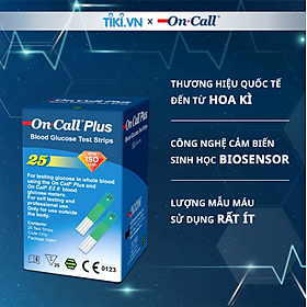 Hộp 25 Que Thử Đường Huyết On Call Plus Dùng Cho Máy On Call Plus & On Call EZ II (Đựng Trong 1 Lọ)