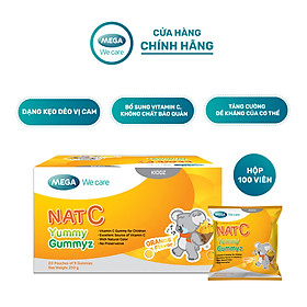 [HSD 1/2025] Kẹo dẻo Vitamin C vị cam, tăng đề kháng, giảm cảm cúm, sáng da NAT C YUMMY GUMMYZ (Hộp 20 gói x 5 viên) (Hộp 100 viên)