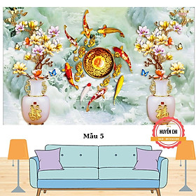 Tranh 3d dán tường trang trí phòng khách- tranh cửa ngư- ép kim sa- Huyền Chi- Đặt theo kích thước yêu cầu