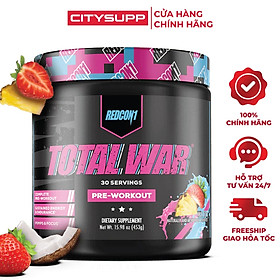 [Chính hãng] Redcon1 Total War (30 Lần dùng) - Pre Workout, Tăng Năng Lượng, Sức Bền & Sự Tập Trung, Beta-Alanine, 350mg Caffeine, Citrulline Malate, Nitric Oxide Booster, 441g