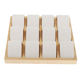 12 Slot Bamboo Wooden Drop Earrings Ear Studs Display Rack Organizer White