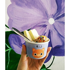 Mua 50 cốc giấy 130-200-300ml có nắp đựng kem  sữa chua  bánh  chè có nắp - Paper cup Hộp giấy cute
